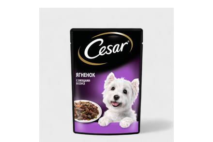 Влажный корм «Cesar» для взрослых собак, с ягненком и овощами в соусе, 85 г