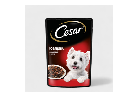 Влажный корм «Cesar» для взрослых собак, с говядиной и овощами в соусе, 85 г