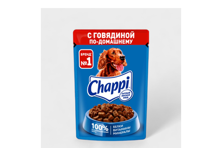 Корм для собак влажный «Chappi» «Сытный мясной обед» Говядина по-домашнему, 85 г