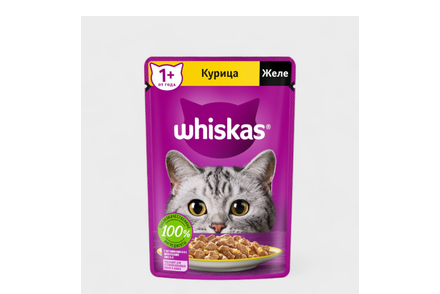 Влажный корм для кошек «Whiskas» желе с курицей, 75 г