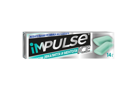 «Impulse ICE», жевательная резинка со вкусом эвкалипта и ментола, 14 г