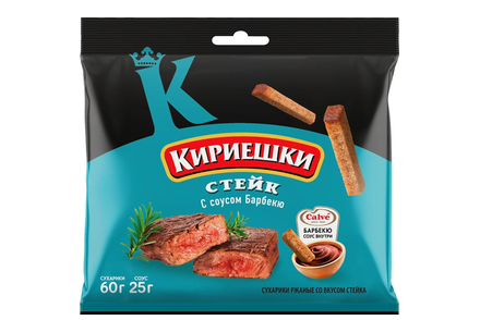«Кириешки», сухарики со вкусом стейка и соусом барбекю «Calve», 85 г