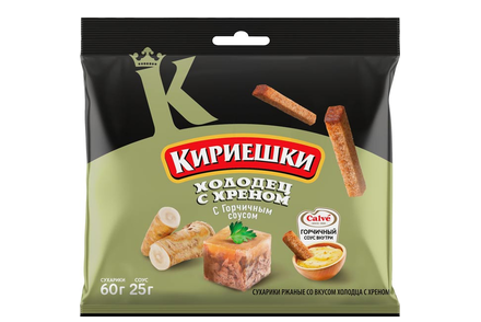 «Кириешки», сухарики со вкусом холодца с хреном и горчичным соусом «Calve», 85 г