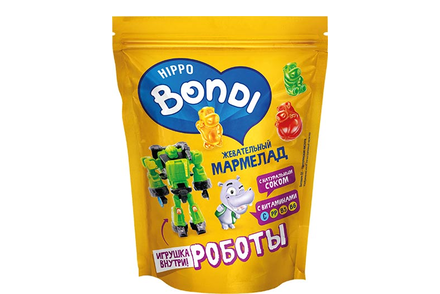 «HIPPO BONDI & FRIENDS», мармелад жевательный с игрушкой «Роботы», 100 г