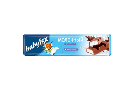 «BabyFox», шоколадный батончик с молочной начинкой, 45 г «BabyFox», шоколадный батончик с молочной начинкой, 45 г
