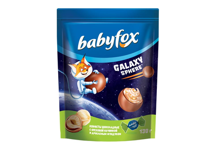 «BabyFox», конфеты шоколадные Galaxy sphere с фундуком, 130 г