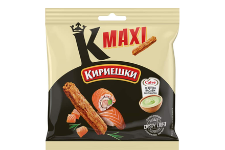 «Кириешки Maxi», сухарики со вкусом роллов «Сяке маки» и с соусом со вкусом васаби «Calve», 75 г «Кириешки Maxi», сухарики со вкусом роллов «Сяке маки» и с соусом со вкусом васаби «Calve», 75 г