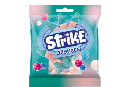«Strike», мармелад жевательный «Дринксы» со вкусом бабл-гам, 70 г