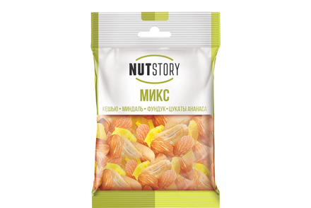 «NutStory», кешью, миндаль, фундук и цукаты ананаса, 43 г
