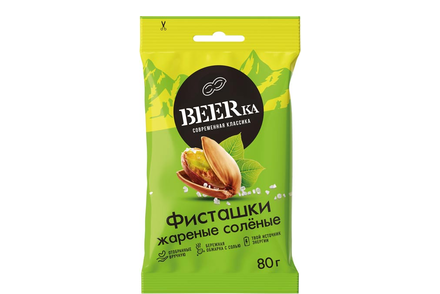 «Beerka», фисташки жареные, солёные, 80 г