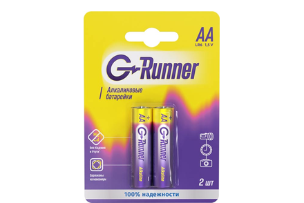 Батарейки алкалиновые «G-runner» AA/LR6, 1,5 V, в блистере 2 батарейки Батарейки алкалиновые «G-runner» AA/LR6, 1,5 V, в блистере 2 батарейки