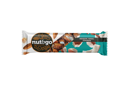 «Nut&Go», батончик с миндалём, кокосом, карамелью, 36 г