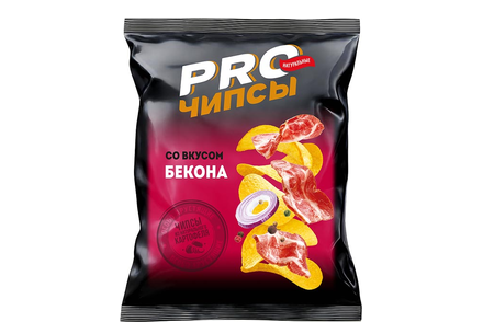 «PRO-Чипсы», чипсы со вкусом бекона, произведены из свежего картофеля, 60 г