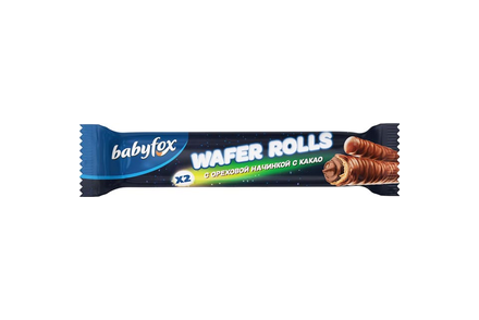 «BabyFox», wafer Rolls с ореховой начинкой с какао, 16 г