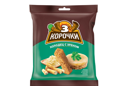 «3 Корочки», сухарики со вкусом холодца с хреном, 100 г
