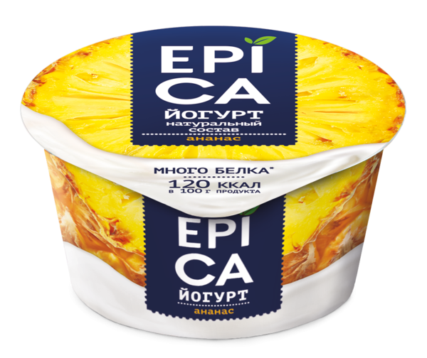 Йогурт 4.8% «Epica» Ананас, 130 г – купить по приятной цене с доставкой ...