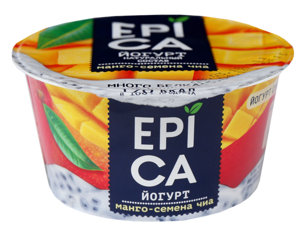 Йогурт 5% «Epica» Манго и семена чиа, 130 г – купить по приятной цене с ...