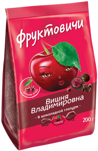 Конфеты «Фруктовичи» Вишня Владимировна в шоколадной глазури, 200 г ...