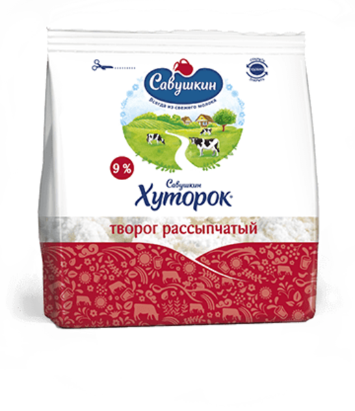 Творог 9% «Савушкин хуторок», 350 г – купить по приятной цене с ...