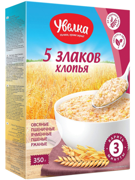 Хлопья «Увелка» 5 злаков, 350 г – купить по приятной цене с доставкой ...