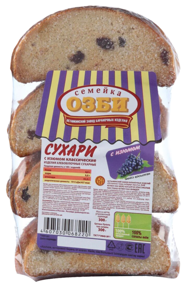 Сухарики «Семейка ОЗБИ» с изюмом, 300 г – купить по приятной цене с ...