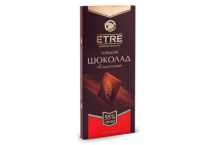 «ETRE», шоколад горький классический, содержание какао 55%, 90 г «ETRE», шоколад горький классический, содержание какао 55%, 90 г