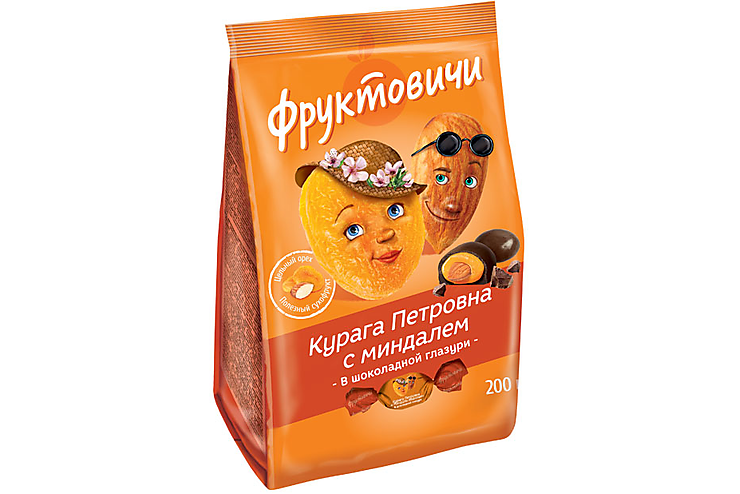 «Фруктовичи», конфета «Курага Петровна» с миндалём в шоколадной глазури, 200 г