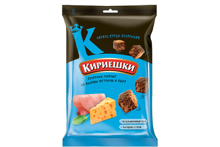 «Кириешки», сухарики со вкусом ветчины и сыра, 100 г