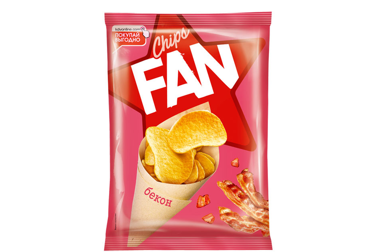 «Fan», чипсы со вкусом бекона, произведены из свежего картофеля, 22 г «Fan», чипсы со вкусом бекона, произведены из свежего картофеля, 22 г