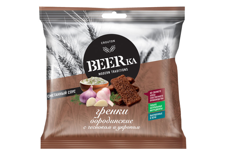 «Beerka», сухарики со вкусом чеснока с укропом и сметанным соусом, 85 г «Beerka», сухарики со вкусом чеснока с укропом и сметанным соусом, 85 г