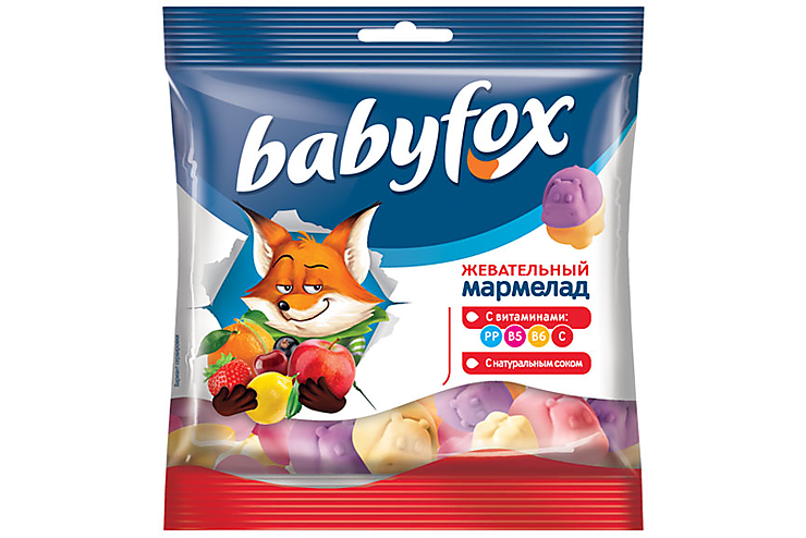 «BabyFox», мармелад воздушный, с соком ягод и фруктов, 100 г