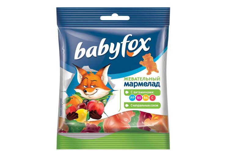 «BabyFox», мармелад жевательный с соком ягод и фруктов, 30 г