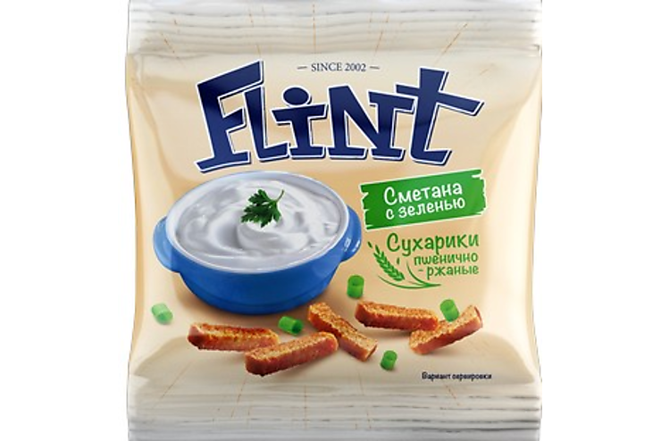 «Flint», сухарики со вкусом сметаны с зеленью, 35 г