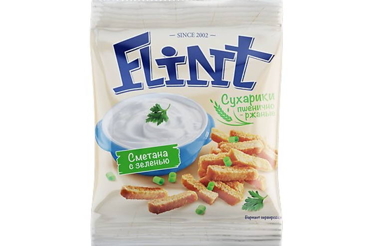 «Flint», сухарики со вкусом сметаны с зеленью, 80 г
