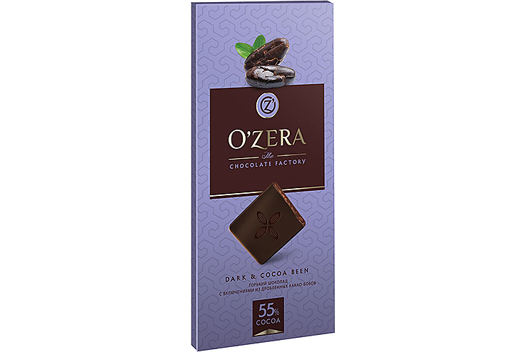 «O'Zera», шоколад горький с кусочками какао-бобов Dark & Cocoa bean, 100 г