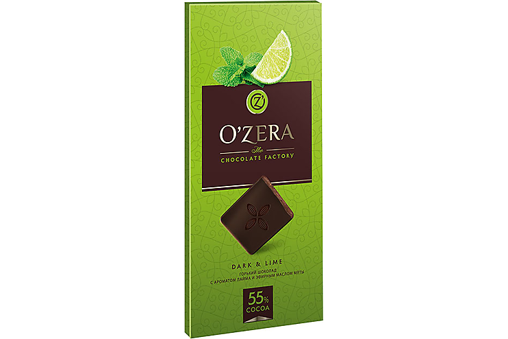 «OЗera», шоколад горький с экстрактами лайма и мяты Dark & Lime, 100 г