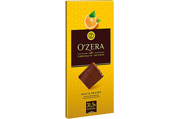 «O'Zera», шоколад молочный с апельсиновыми цукатами, 100 г