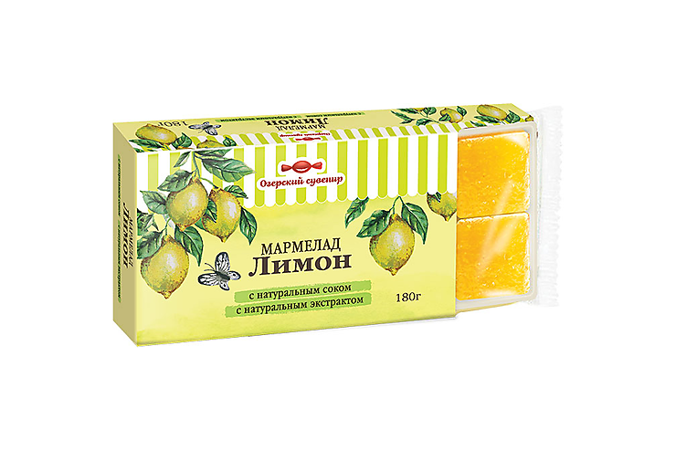 «Озёрский сувенир», мармелад «Лимон», желейный, в виде кубиков, 180 г
