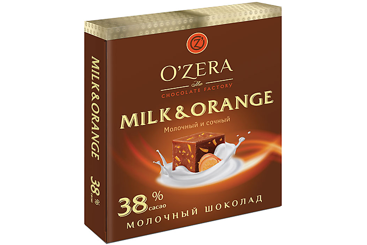«OЗera», шоколад молочный Milk & Orange, 90 г