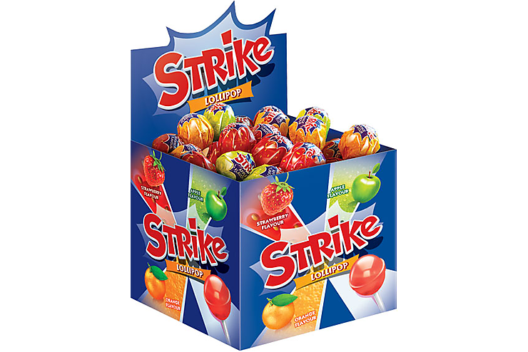 «Strike», карамель на палочке ассорти, 11 г