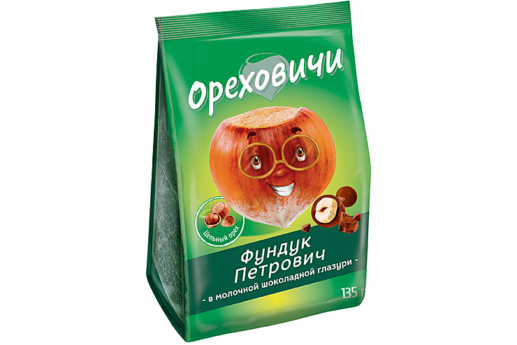 «Ореховичи», драже «Фундук Петрович» в молочной шоколадной глазури, 135 г