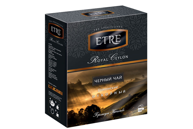 «ETRE», royal Ceylon чай черный цейлонский отборный, 100 пакетиков, 200 г