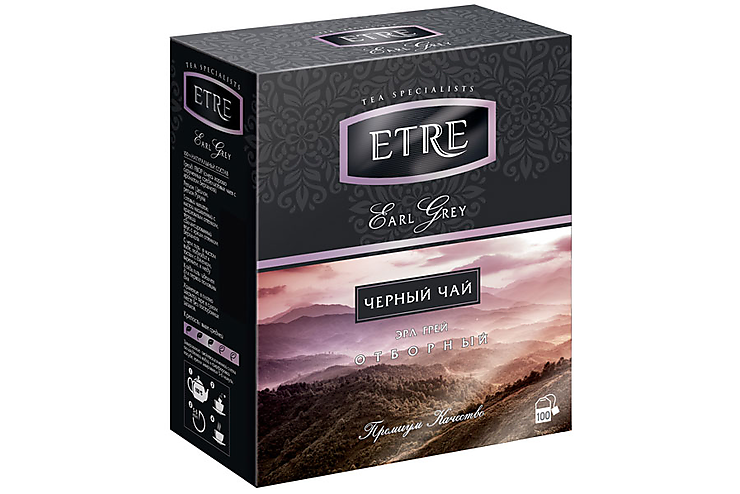 «ETRE», earl Grey чай черный с бергамотом, 100 пакетиков, 200 г