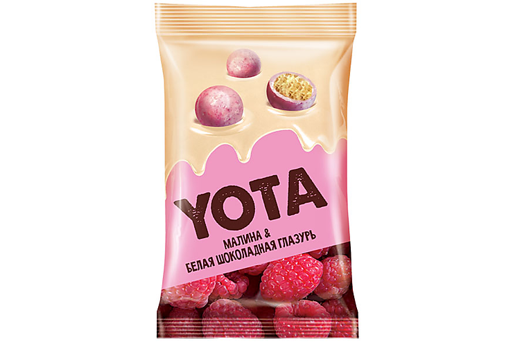 «Yota», драже в белой шоколадной глазури с малиной, 120 г
