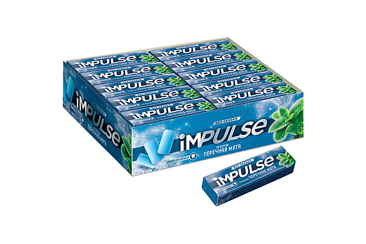 «Impulse», жевательная резинка со вкусом «Перечная мята», без сахара, 14 г