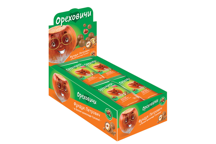 «Ореховичи», драже «Фундук Петрович» в карамельном шоколаде, 50 г