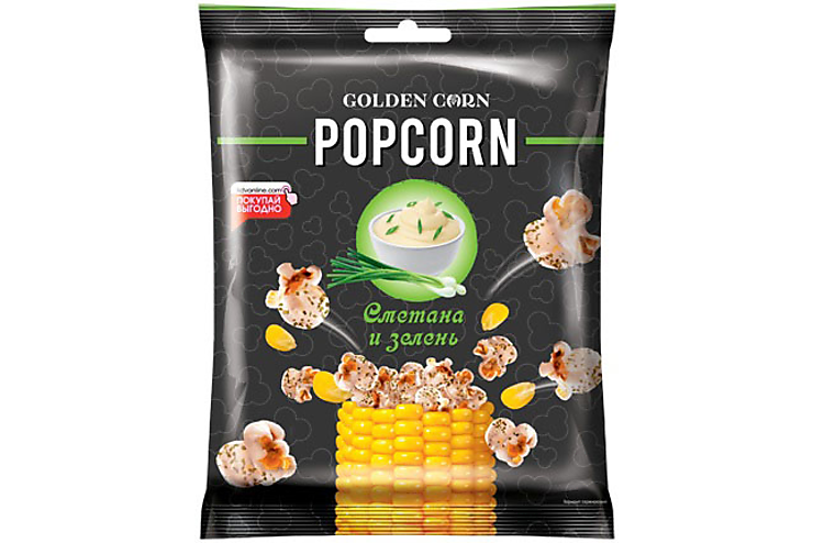 «Golden Corn», попкорн со вкусом сметаны с зеленью, 35 г