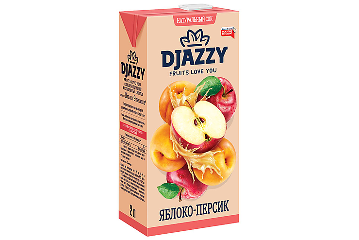 «Djazzy», сок яблочно-персиковый, с мякотью