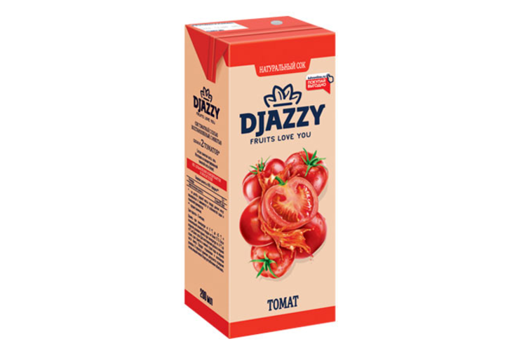 «Djazzy», сок томатный, с мякотью, 200 мл «Djazzy», сок томатный, с мякотью, 200 мл