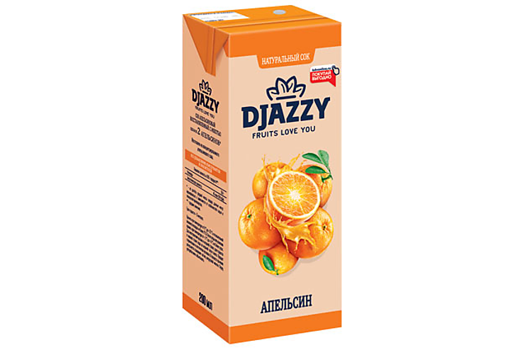 «Djazzy», сок апельсиновый, с мякотью, 200 мл